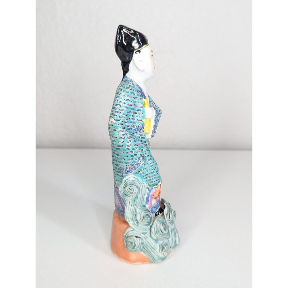 Antique Early 20th c. Chinese Famille Rose Porcelain Figurine Waves Immortallity - Picture 2 of 12